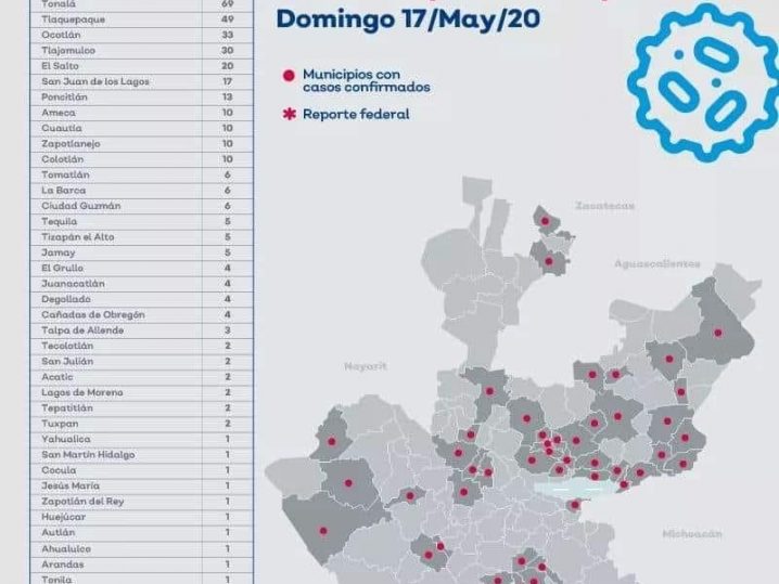 Mapa coronavirus en Jalisco